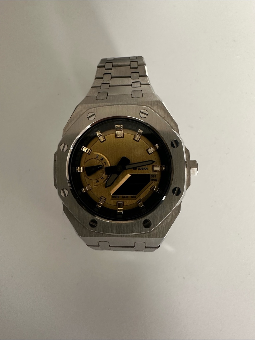 G-Shock Silver Watch with Gold Dial